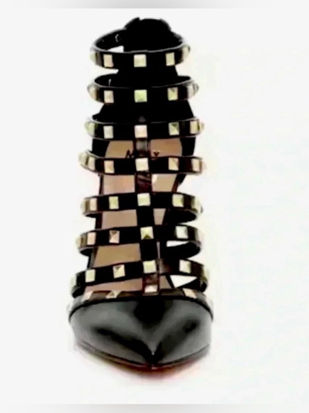 MIX No.6 Danela Black Leather Studded Embellished Stiletto Heel Pumps Size 7.5 - Picture 5 of 9